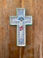 Vintage keramiek crucifix kruis heiligen beeld Christus, Ophalen of Verzenden, Zo goed als nieuw, Overige typen, Christendom | Katholiek