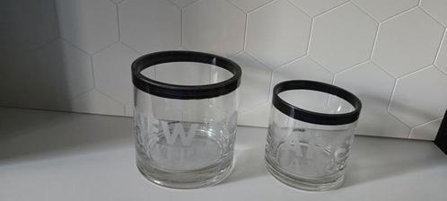 2 kandelaar set New York Paris kandelaars glas, Huis en Inrichting, Woonaccessoires | Kandelaars en Kaarsen, Zo goed als nieuw