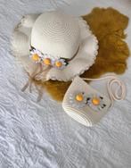 Creme hoedje/tasje madeliefjes,53,54 cm,ecru hoed,offwhite, Meisje, Hoed, Nieuw, Ophalen of Verzenden