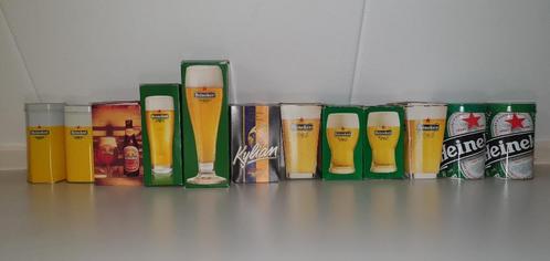 Unieke serie heineken glazen in doosjes en blik 12x., Verzamelen, Biermerken, Zo goed als nieuw, Glas of Glazen, Heineken, Ophalen of Verzenden