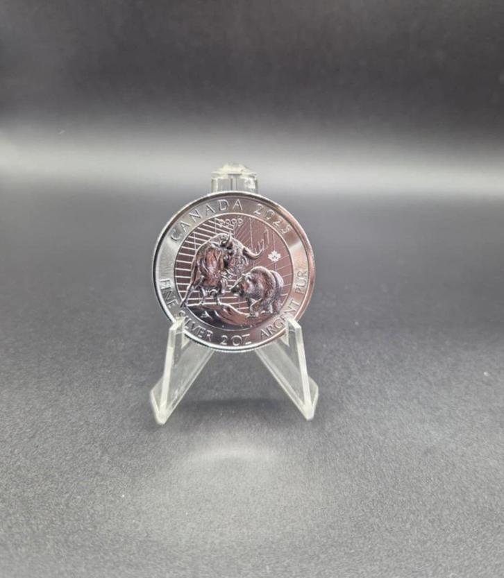 2 oz zilver Canada Bear / Bull 2025 $10 | 4 stuks OP=OP!, Postzegels en Munten, Edelmetalen en Baren, Zilver, Ophalen of Verzenden