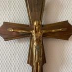 Art Deco Bronzen Crucifix, Jezus aan Kruis Antieke Religie, Antiek en Kunst, Ophalen of Verzenden