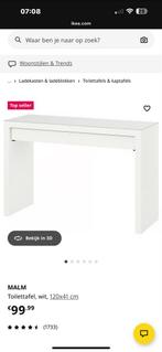 IKEA MALM Kaptafel - Wit - 120x41 cm, Huis en Inrichting, Tafels | Kaptafels, 100 tot 150 cm, Nieuw, Ophalen of Verzenden, Minder dan 100 cm