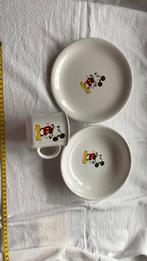 Beker mok plat bord en diep bord Mickey Mouse, Verzamelen, Disney, Ophalen, Mickey Mouse, Zo goed als nieuw, Servies