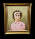 Meisje met haarband. Gesigneerd, Antiek en Kunst, Kunst | Schilderijen | Klassiek, Ophalen of Verzenden