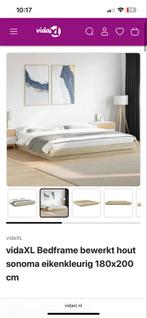 Laag bedframe 180x200 - Gebruikt, maar functioneel, Huis en Inrichting, Slaapkamer | Bedden, Gebruikt, Bruin, Tweepersoons, Ophalen of Verzenden