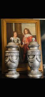 2 Oude houten Balusters/Ornamenten in oud zilver H.41,5cm, Ophalen of Verzenden, Zo goed als nieuw