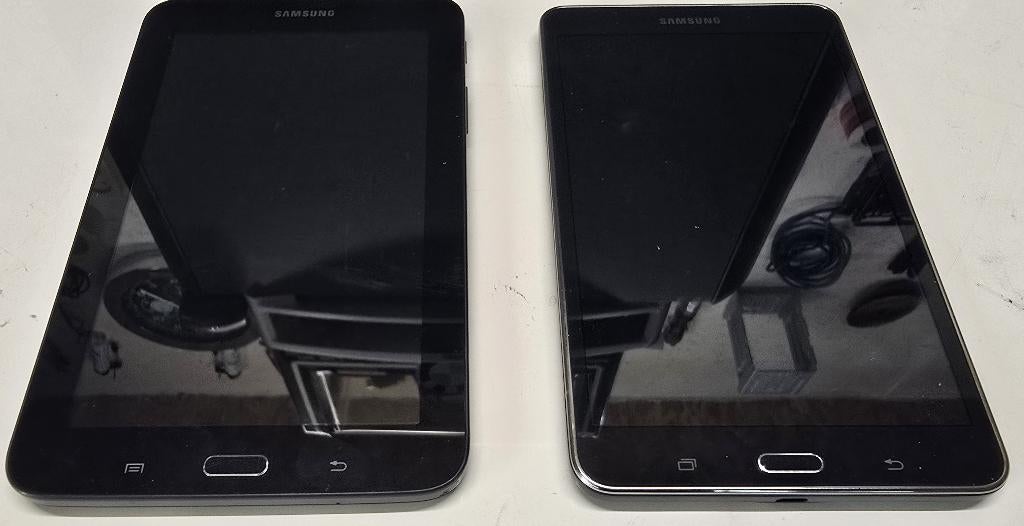 2 samsung tablets - tab3 - en tab4 zonder laders of kabels, Gebruikt, Samsung tablet, 16 GB, Wi-Fi