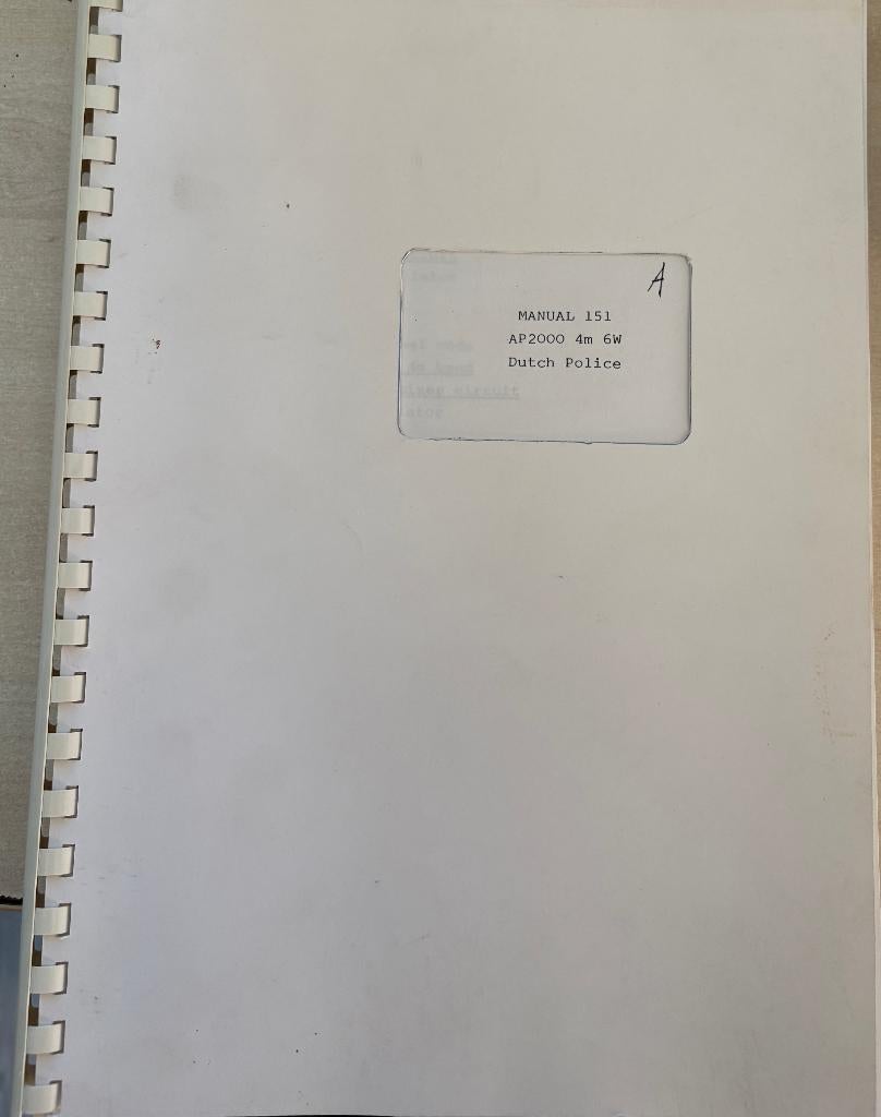 Servicemanual AP-2000 80 MHz mobilofoon, Telecommunicatie, Ophalen of Verzenden, Zo goed als nieuw, Zender en Ontvanger