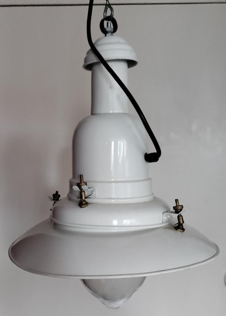 Fishermans,Industrieël,SCHIPPERSLAMP,Kajuitlamp,Wit,Lantaarn, Gebruikt, Bootlamp / Retro, Glas, Ophalen of Verzenden