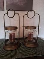 Set van 2 bronzen lantaarns met kaarsen, Ophalen, Nieuw, Kandelaar, Brons of Koper