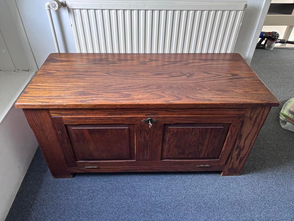 Antieke Dekenkist van Eikenhout, Huis en Inrichting, Ophalen, Gebruikt, 100 tot 150 cm, 50 tot 75 cm