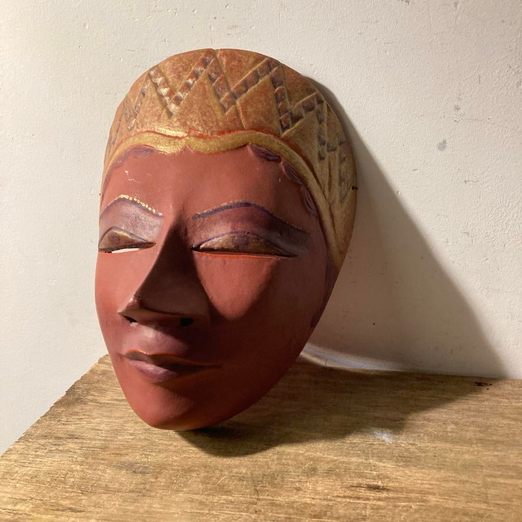 Vintage topeng masker Indonesië Bali 21x15 cm, Antiek en Kunst, Ophalen of Verzenden