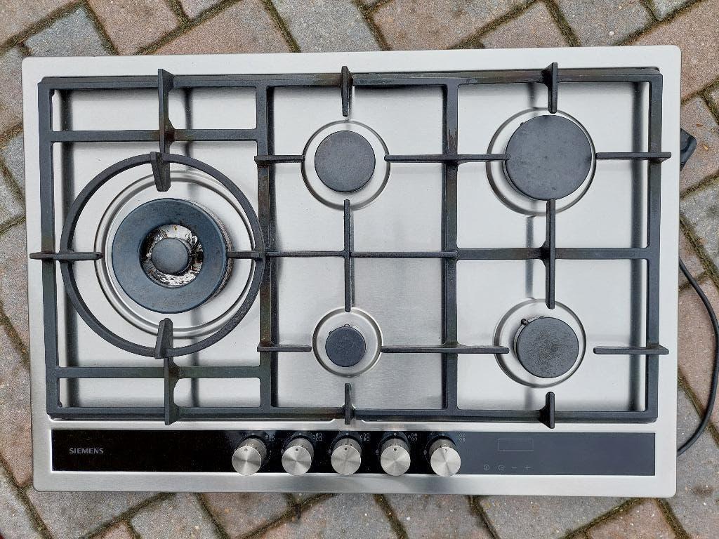 Siemens gaskookplaat 5 pits (1 wokbrander), Witgoed en Apparatuur, Kookplaten, Ophalen, Gebruikt, Inbouw, Gas
