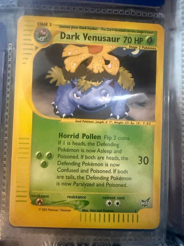 Pokémon Kaarten: Dark Venusaur, Dark Gyarados. kan per stuk, Ophalen of Verzenden, Gebruikt, Meerdere kaarten, Foil