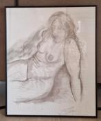 Houtskool tekening naakte vrouw 50x60 cm, Ophalen, Minder dan 50 cm, Tekening, Nieuw