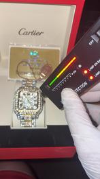 Iced out Cartier horloge met moissanite stenen, Verzenden, Staal, Polshorloge, Overige merken