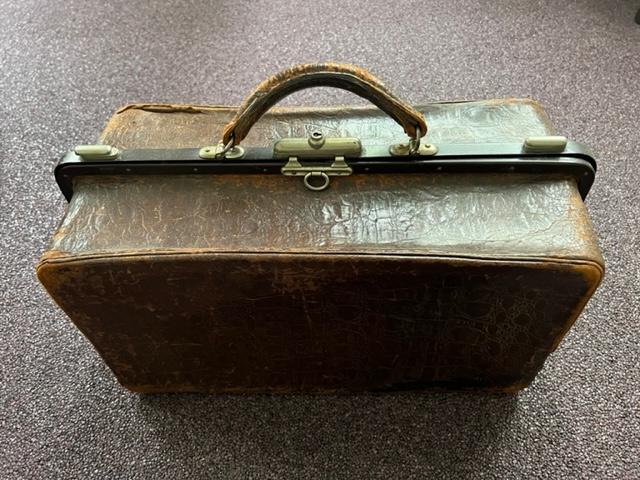 Antieke Lederen Dokterstas / Reiskoffer, Ophalen of Verzenden