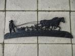 Gietijzeren wanddecoratie paard met ploeg muurhanger, Antiek en Kunst, Ophalen of Verzenden