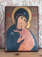 Vintage icoon Maria met kind religieuze afbeelding handwerk, Ophalen of Verzenden
