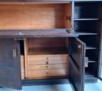Vintage buffetkast met glas in lood, dressoir, servies kast, Ophalen, Gebruikt, 100 tot 150 cm, Vintage