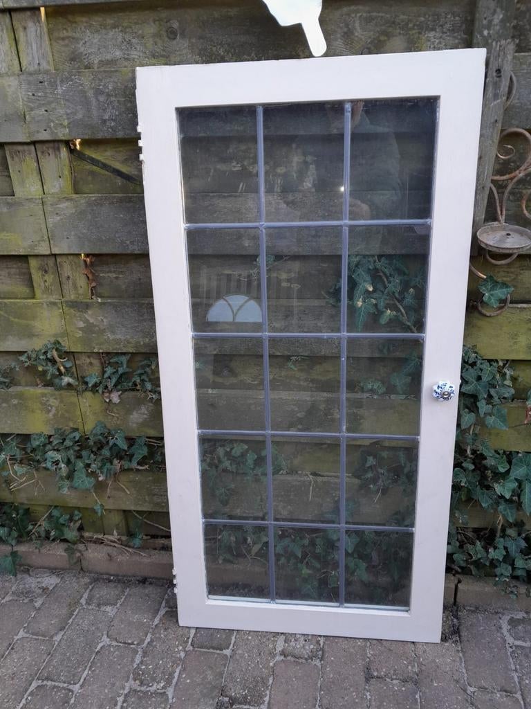 Oud Decoratie raam met glas in lood, Doe-het-zelf en Verbouw, Deuren en Horren, Ophalen, Gebruikt, Binnendeur, Glas