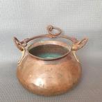 Antieke hangende ketel met open haard gehamerd koper, Ophalen of Verzenden, Koper