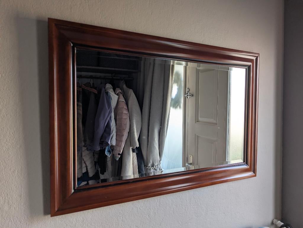 Facet geslepen spiegel met kersen lijst, Ophalen, Zo goed als nieuw, 100 tot 125 cm, Minder dan 100 cm