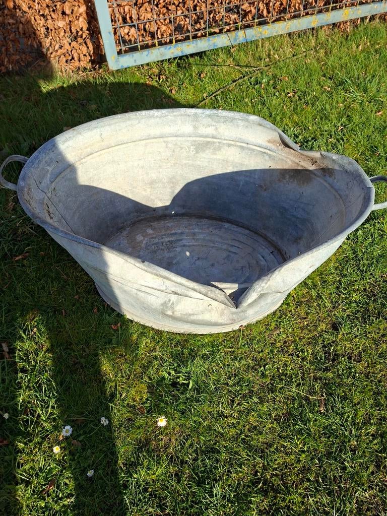 Vintage Zinken Wastobbe / Plantenbak, Antiek en Kunst, Ophalen