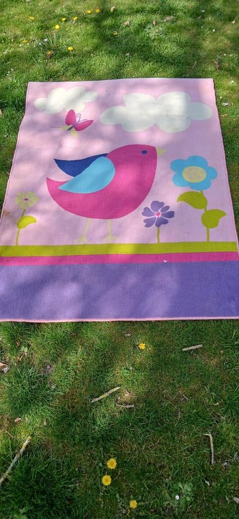 Roze vloerkleed met vogel en bloemen, Ophalen