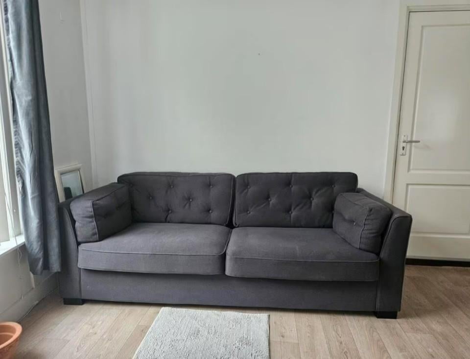 Mooie grijze bank, Huis en Inrichting, Banken | Bankstellen, Gebruikt, Rechte bank, Driepersoons, 200 tot 250 cm, 75 tot 100 cm