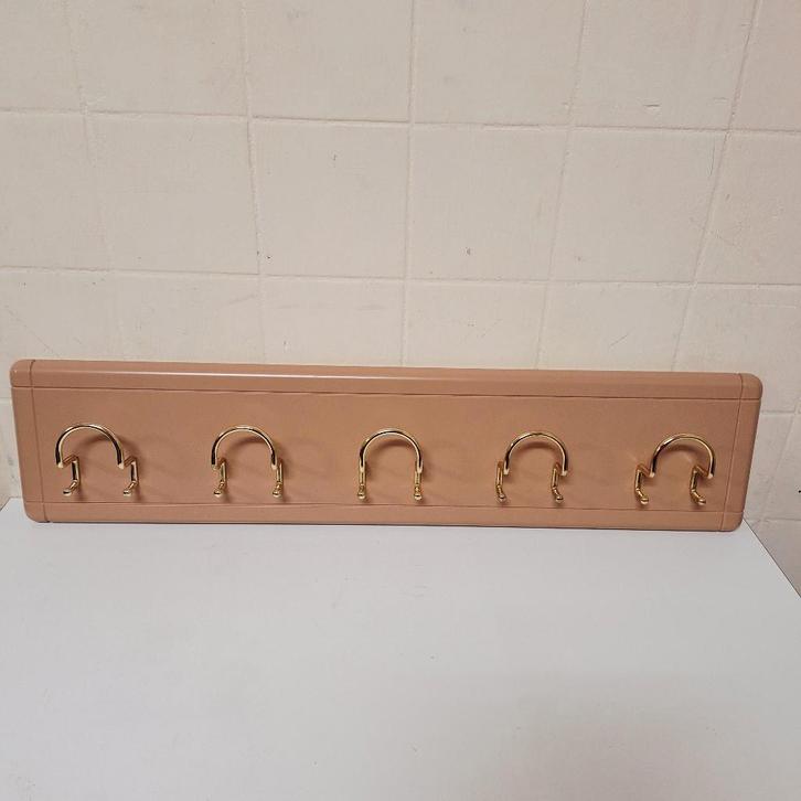 Vintage / Retro Kapstok / Zachtroze met Gouden Haken, Huis en Inrichting, Woonaccessoires | Kapstokken, Gebruikt, Wandkapstok