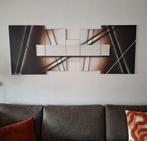 5- Luik in bruin, beige en zilver., Ophalen, Zo goed als nieuw, Schilderij, 75 cm of meer