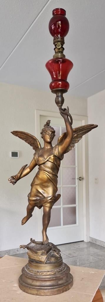 Samac olielamp tafellamp beeldje engel, Ophalen of Verzenden, Gebruikt, Glas, Minder dan 50 cm