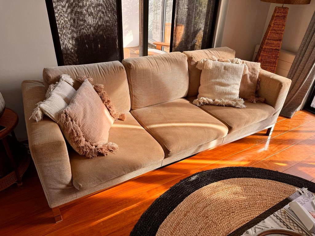 Minotti 3 zits bank, Huis en Inrichting, Banken | Bankstellen, Gebruikt, Rechte bank, Driepersoons, 200 tot 250 cm, 75 tot 100 cm