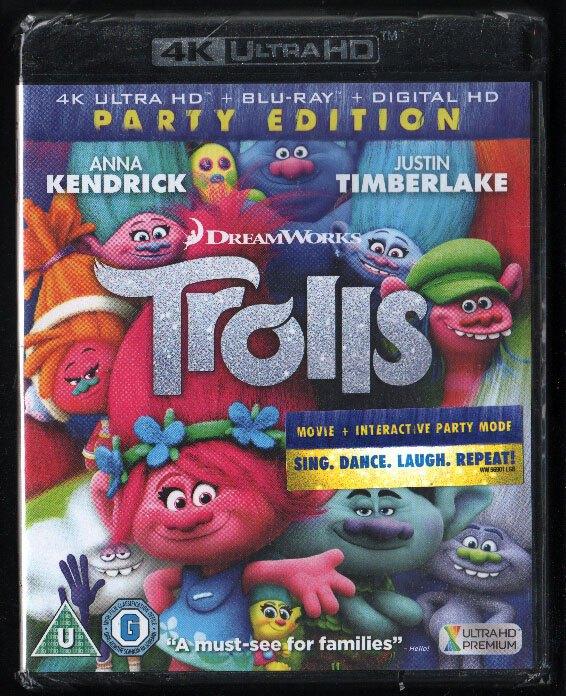 Trolls Party Edition, GESEALD. Blu-ray 4K UHD HDR., Cd's en Dvd's, Blu-ray, Ophalen of Verzenden, Nieuw in verpakking, Tekenfilms en Animatie