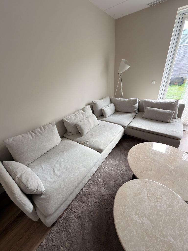 Ikea Söderhamn hoekbank Gunnared beige + extra set hoezen, Hoekbank, Ophalen of Verzenden, Zo goed als nieuw, Vierpersoons of meer