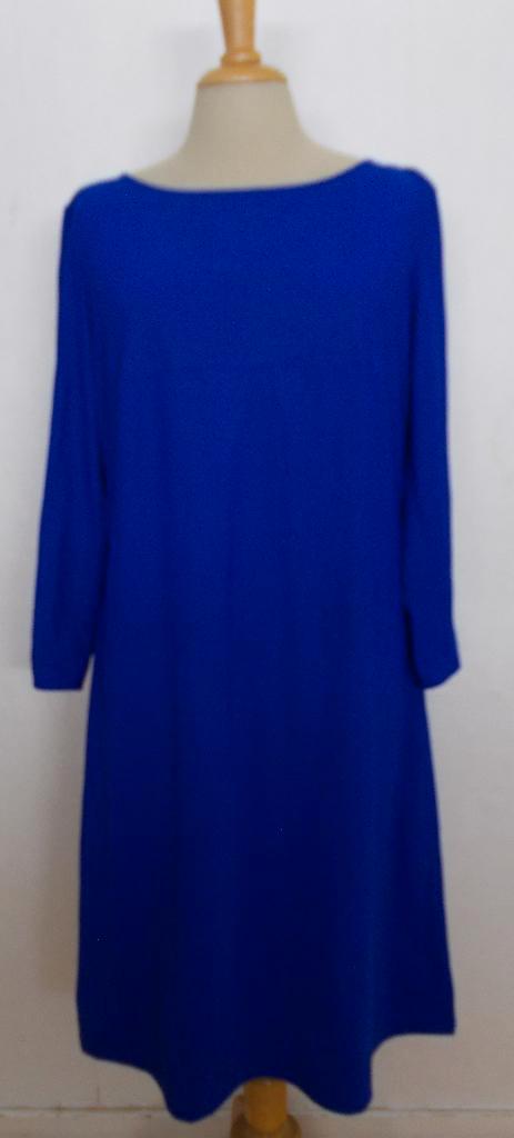 Koningsblauwe travelstof jurk van La Dress by Simone! L, Kleding | Dames, Jurken, Zo goed als nieuw, Maat 38/40 (M), Blauw, Knielengte