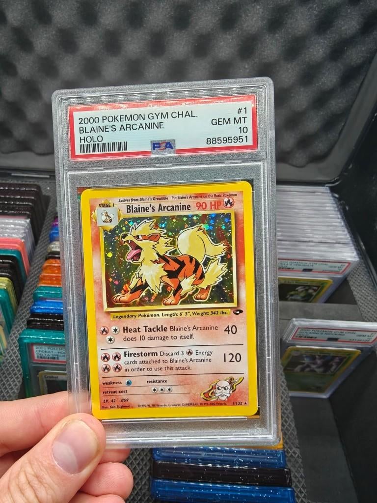 Pokemon Gym Challenge Blaine's Arcanine Holo PSA 10, Hobby en Vrije tijd, Verzamelkaartspellen | Pokémon, Ophalen of Verzenden