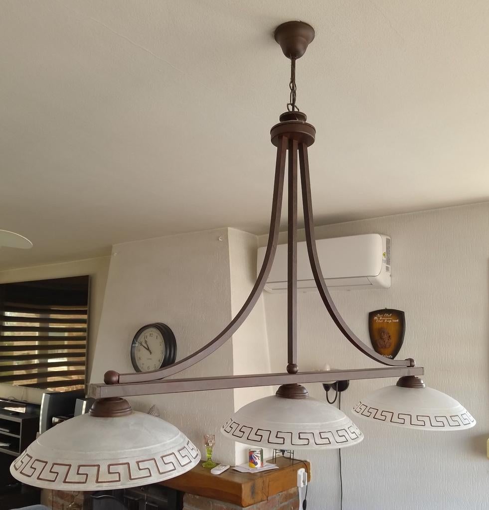 Griekse stijl lampenset - Plafondlamp en wandlampen, Ophalen, Gebruikt, Griekse stijl, Glas