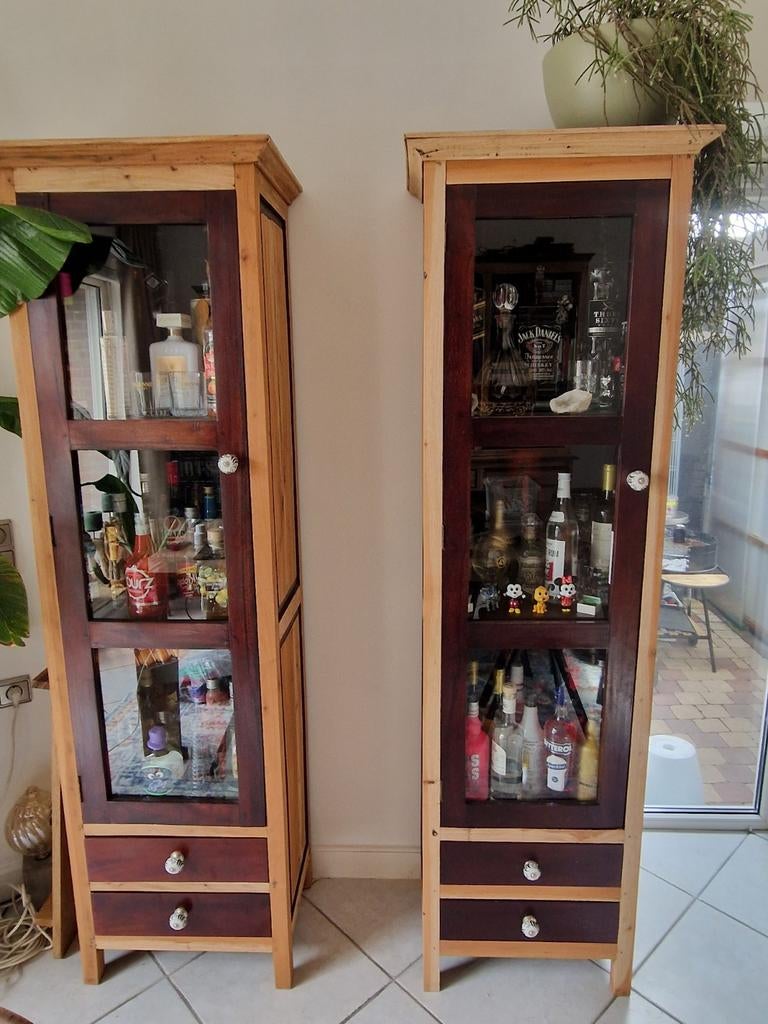 2 Vitrinekasten h1.90 b50 d37 - Zelf ophalen, Ophalen, Minder dan 50 cm, Glas, 150 tot 200 cm