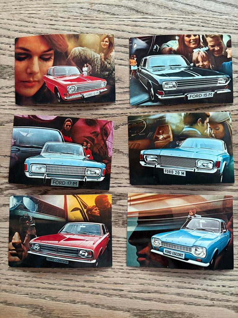 6 ansichtkaarten Ford modellen jaren 60, Ophalen of Verzenden, Gebruikt, Auto's