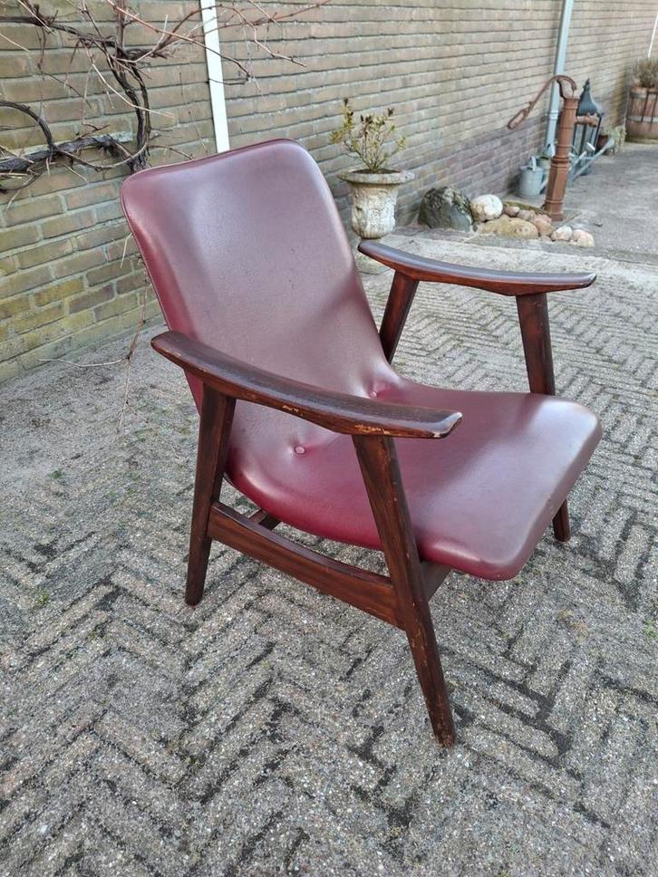 Vintage Louis van Teeffelen Webé fauteuil jaren 60, Huis en Inrichting, Fauteuils, Gebruikt, Hout, Kunststof, 50 tot 75 cm, Minder dan 75 cm