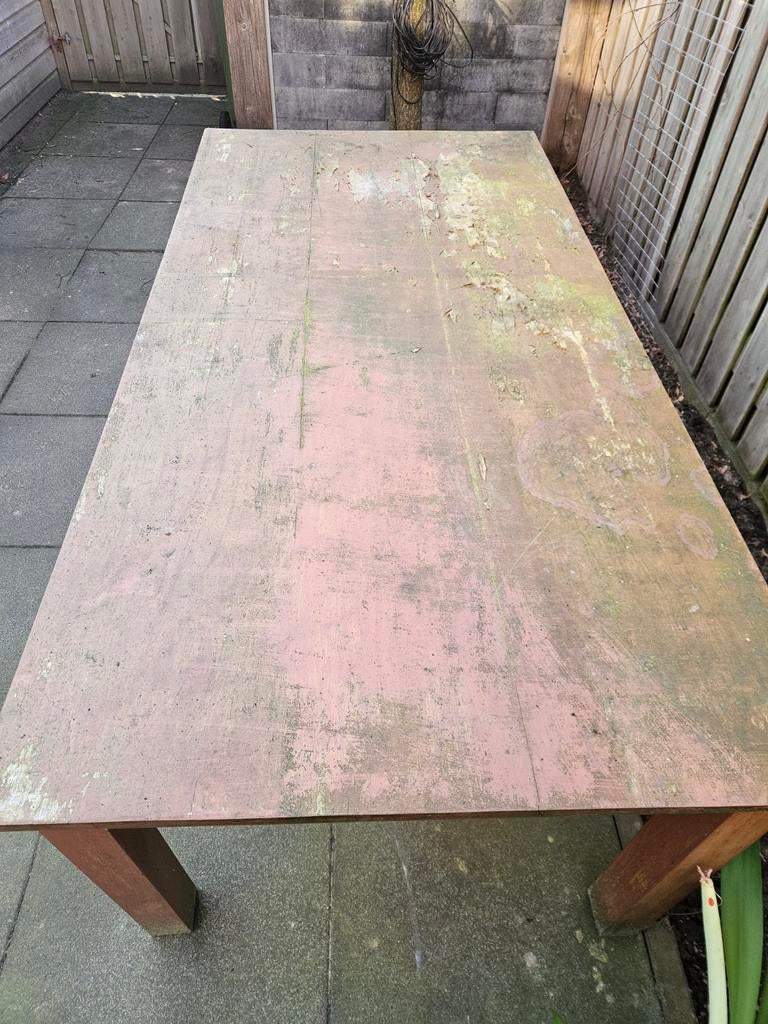 Houten tuintafel 1x2 meter - Stevig en Robuust, Ophalen, Gebruikt, Rechthoekig, Hout
