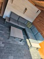 Antraciete tuinset loungeset met grijze kussens, Tuin en Terras, Tuinsets en Loungesets, Ophalen, 5 zitplaatsen, Bank, Aluminium