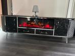 Luxe TV-meubel met elektrische sfeerhaard en opbergruimte, Overige materialen, 150 tot 200 cm, Ophalen of Verzenden, Zo goed als nieuw