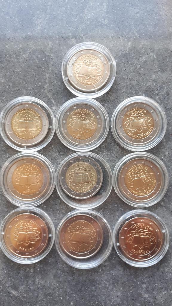 2 euromunten. Verdrag van Rome. 11 verschillende. UNC. 2007, Ophalen of Verzenden, Overige landen, 2 euro