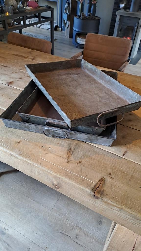 Rayan dienblad antiek zink, Ophalen, Rechthoekig