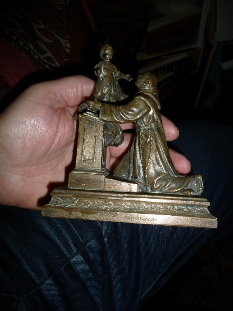 Antonius van Padua het kindeke aanbiddend, 30ies brons, Antiek en Kunst, Ophalen of Verzenden