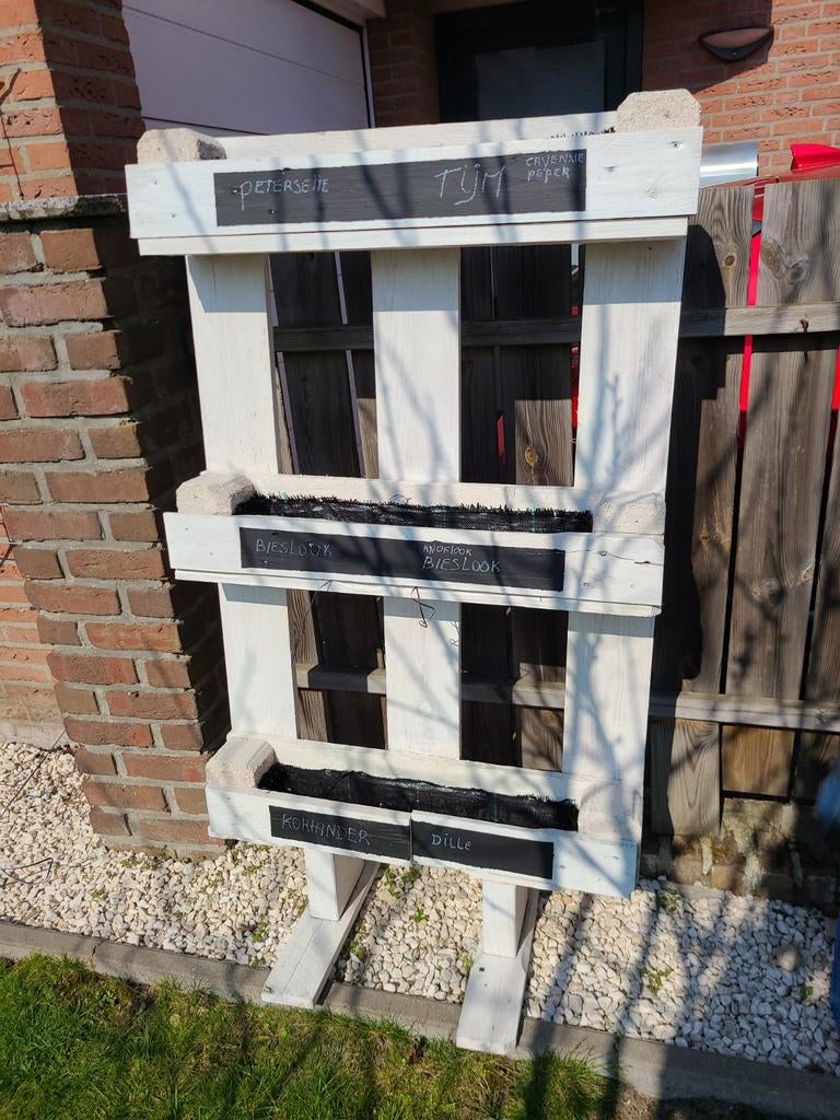 Verticale kruidentuin van pallethout, Tuin en Terras, Bloembakken en Plantenbakken, Ophalen, Rechthoekig, Hout